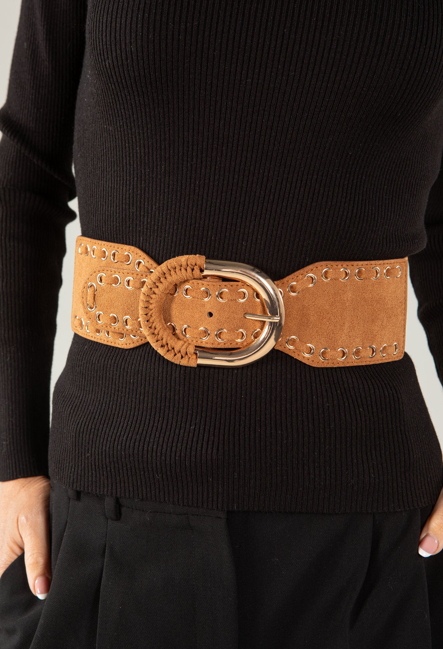 Faux Suede Chain Adjustable Waist Belt