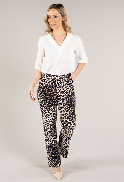 Leopard Print Straight Leg Trousers