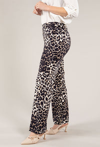 Leopard Print Straight Leg Trousers