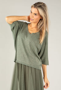 Lurex V Neck Knit Pullover