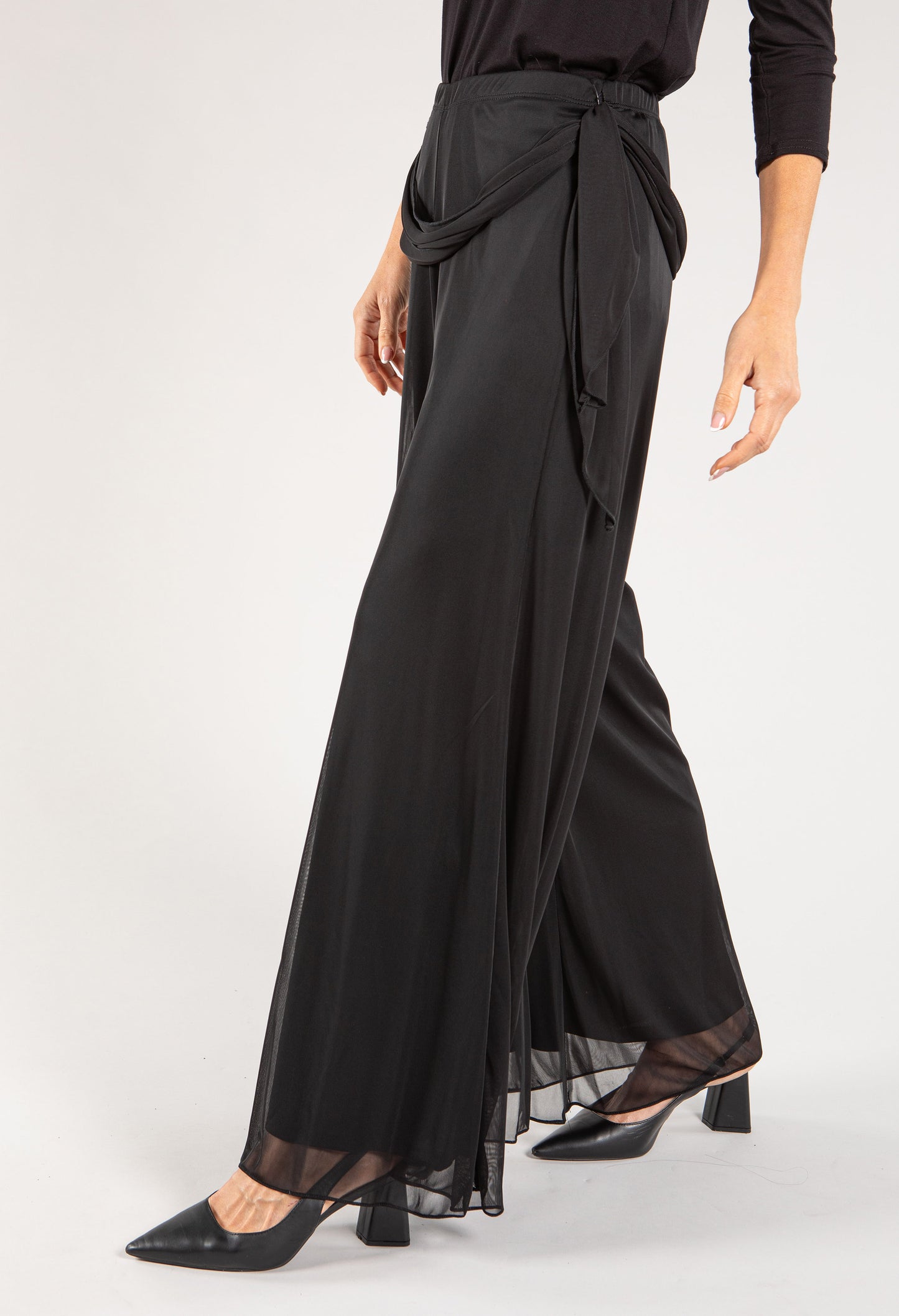 Wide Leg Waist Detail Trousers