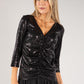 Sequin Ruched V-Neck Top