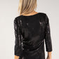 Sequin Ruched V-Neck Top