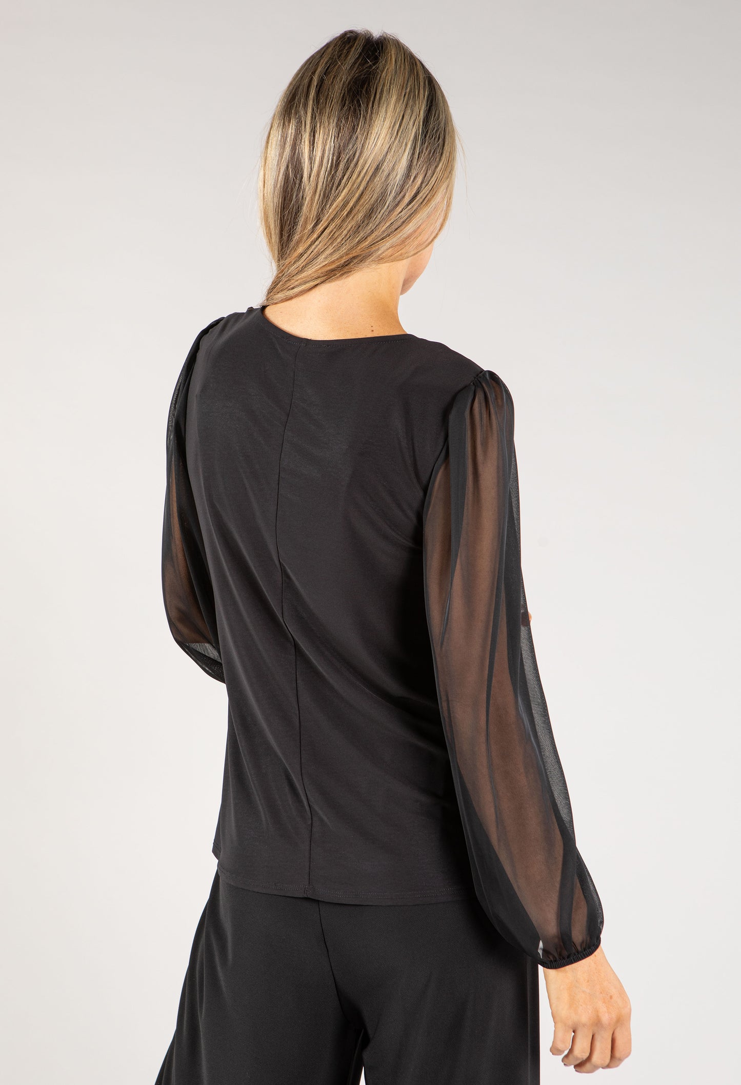 Mesh Sleeve Diamante Top