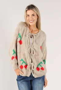 Cherry Tie Knit Jumper