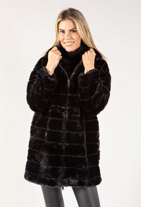 Longline Hooded Faux Fur Coat