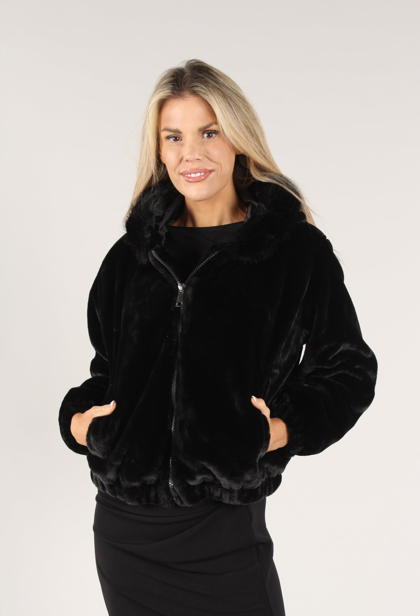 Hooded Faux Fur Coat