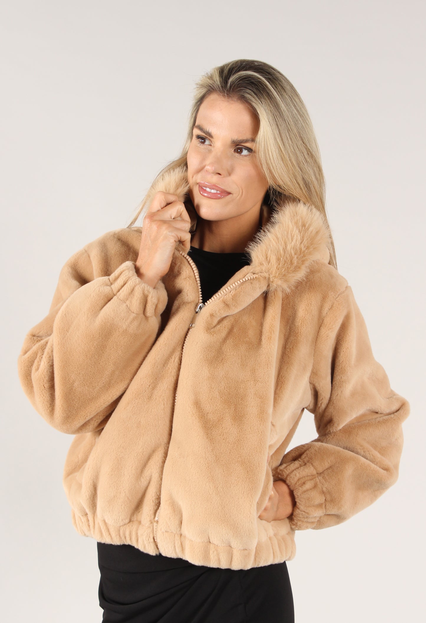 Hooded Faux Fur Coat