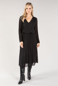 Plisse Pleated Long Sleeve Pop Over Dress