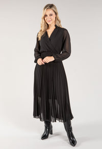 Wrap Bodice Pleated Dress