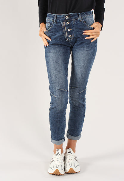 Crinkle Denim Jeans