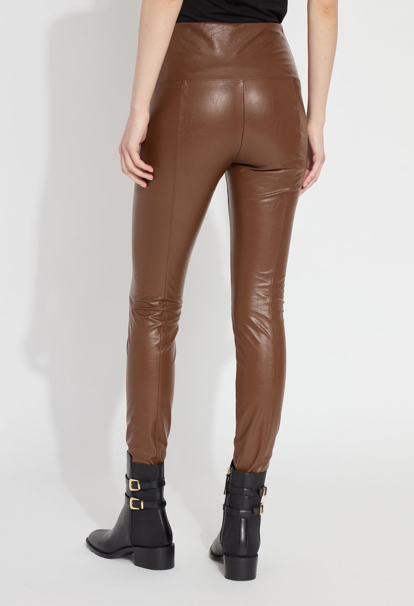 Textured High Waist Leather Legging