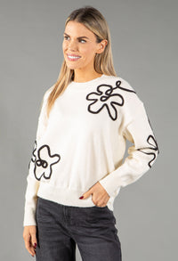 Flower Embroidery Knit Jumper