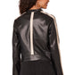 Long Sleeve Zip Front High Round Neck Biker Jacket with Welt Pockets