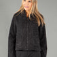 Foiling Detail Zip Up Boucle Jacket