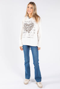 Soft Touch Leo Print Detail Hoodie