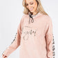 Soft Touch Tie Neck Longline Hoodie