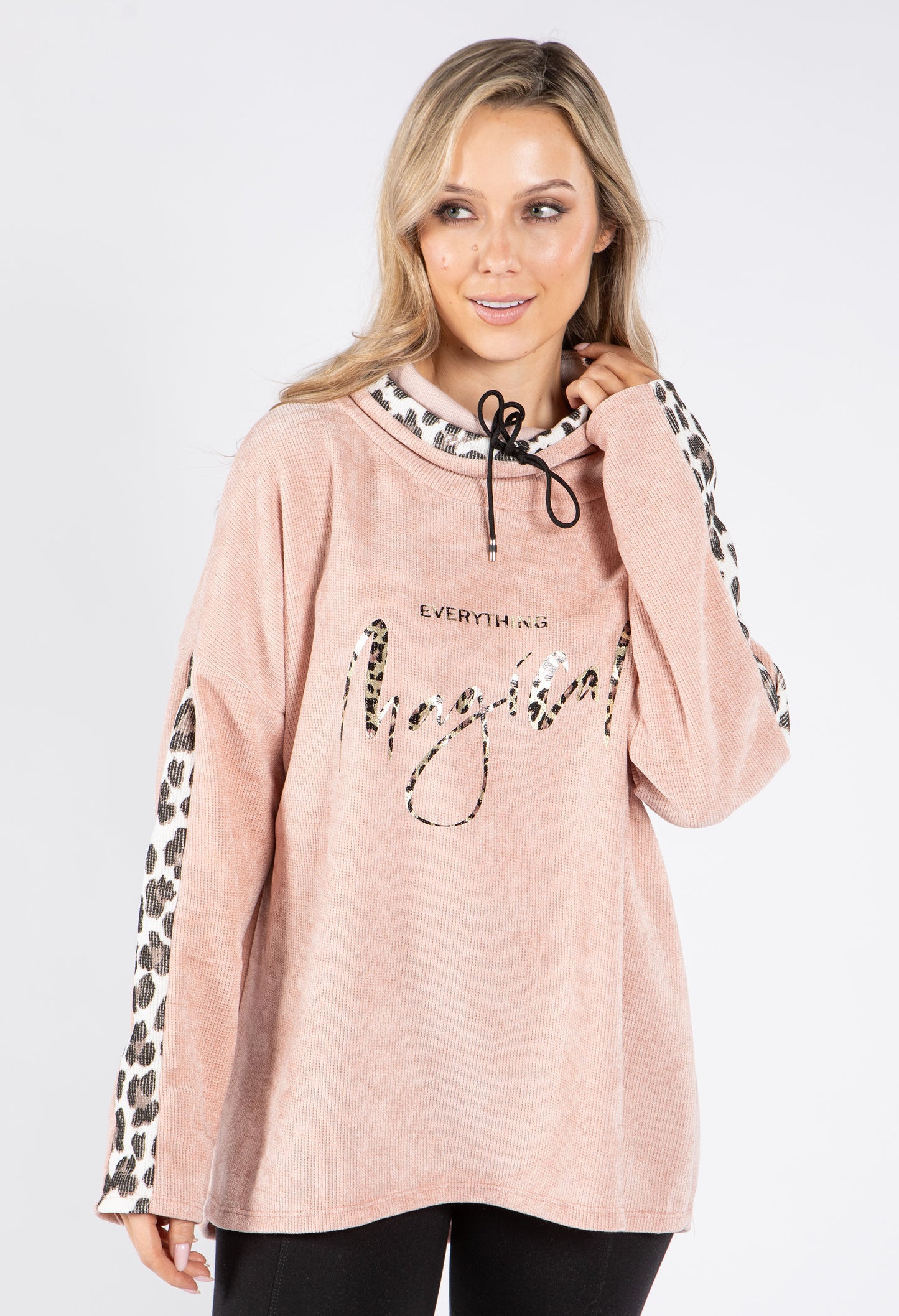 Soft Touch Tie Neck Longline Hoodie