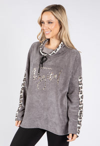 Soft Touch Tie Neck Longline Hoodie