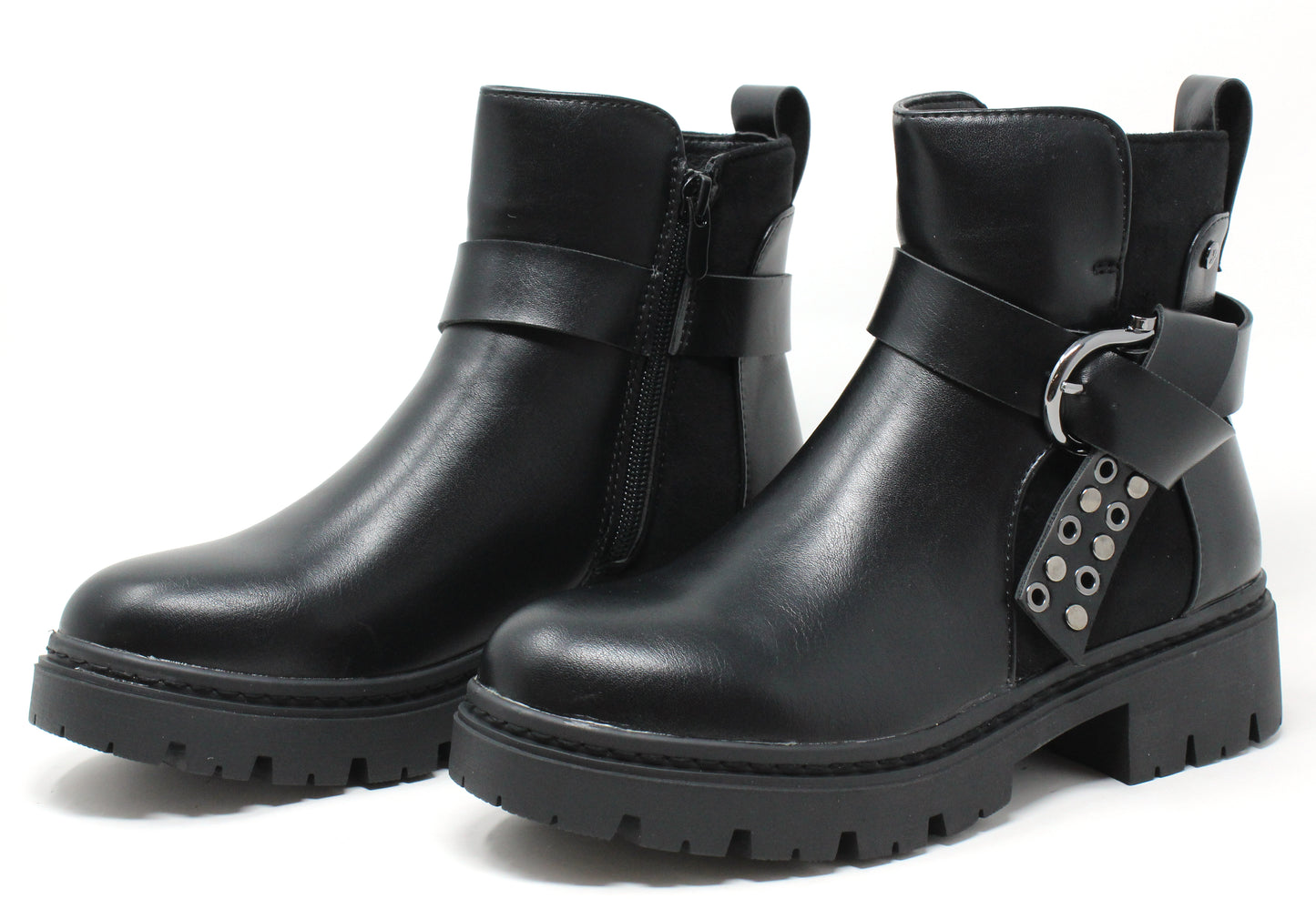 Studded Buckle Ankle Boot