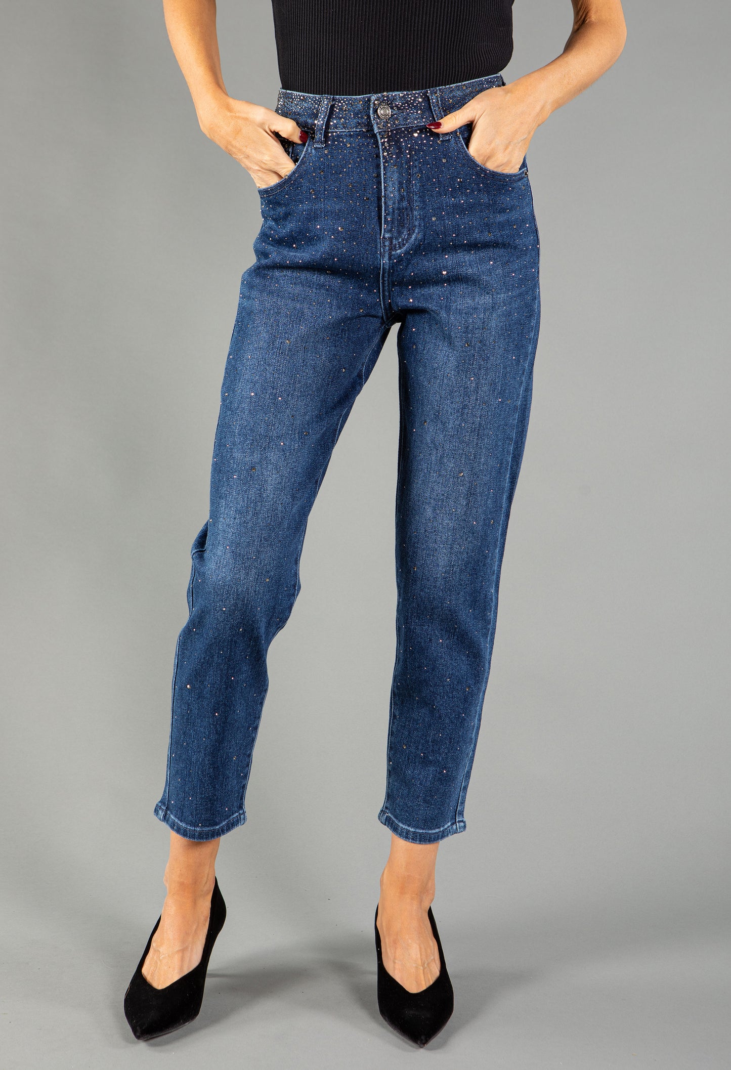 Diamante Detail Taped Leg Jeans