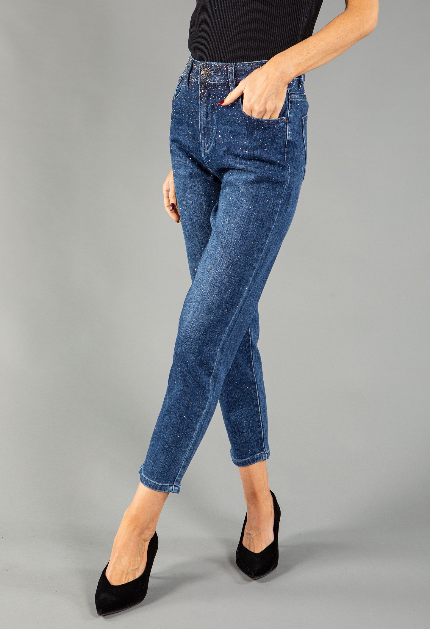 Diamante Detail Taped Leg Jeans