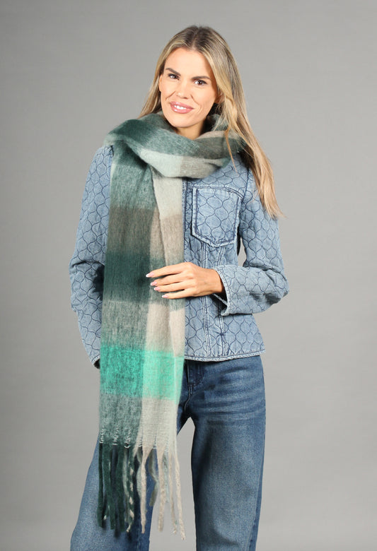 Super Soft Tassel End Check Scarf