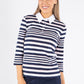 3/4 Sleeve Stripe Polo Shirt