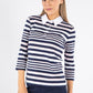 3/4 Sleeve Stripe Polo Shirt