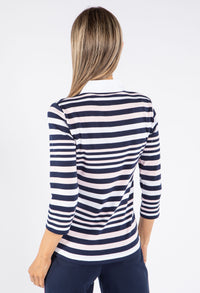 3/4 Sleeve Stripe Polo Shirt