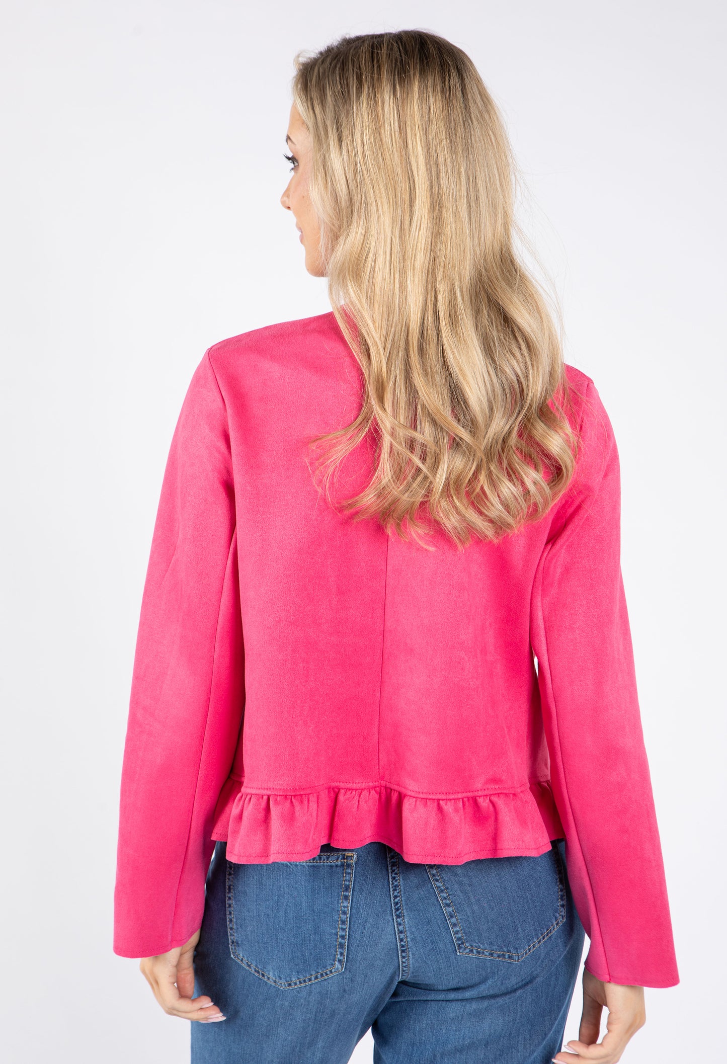 Frill Hem Suedette Jacket