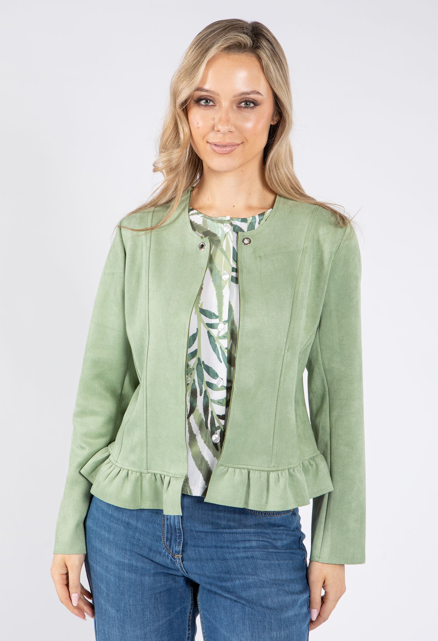 Frill Hem Suedette Jacket