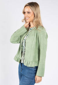 Frill Hem Suedette Jacket