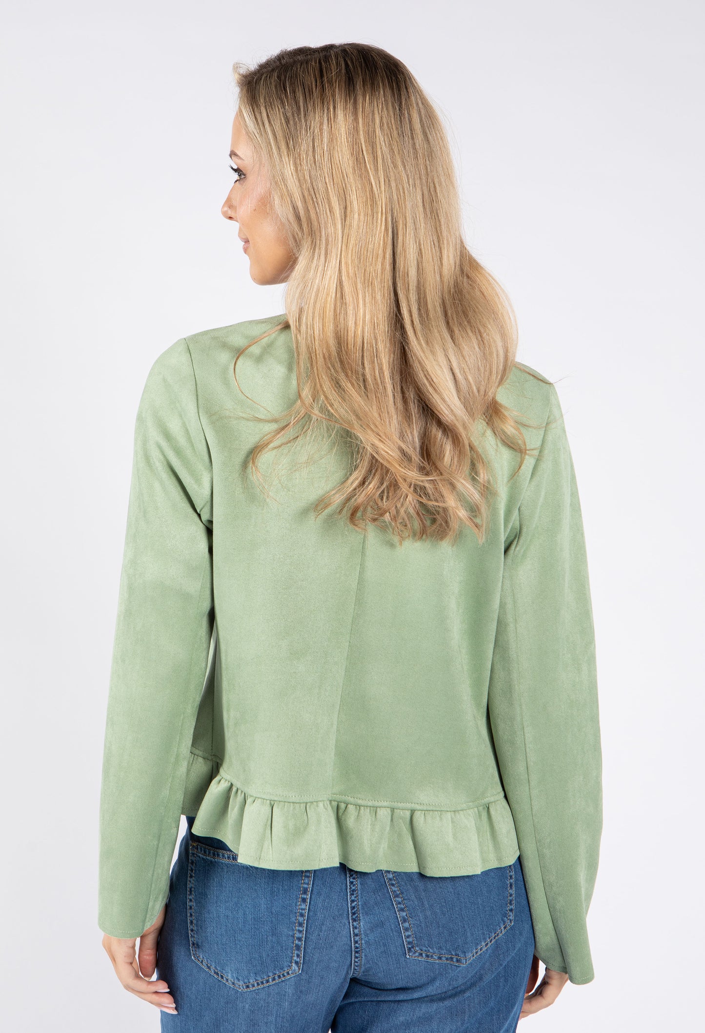 Frill Hem Suedette Jacket