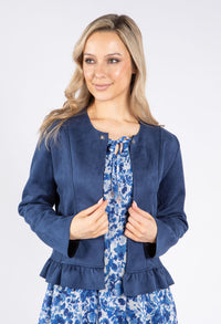 Frill Hem Suedette Jacket