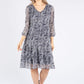 Plisse Pleated Leaf Print Dress