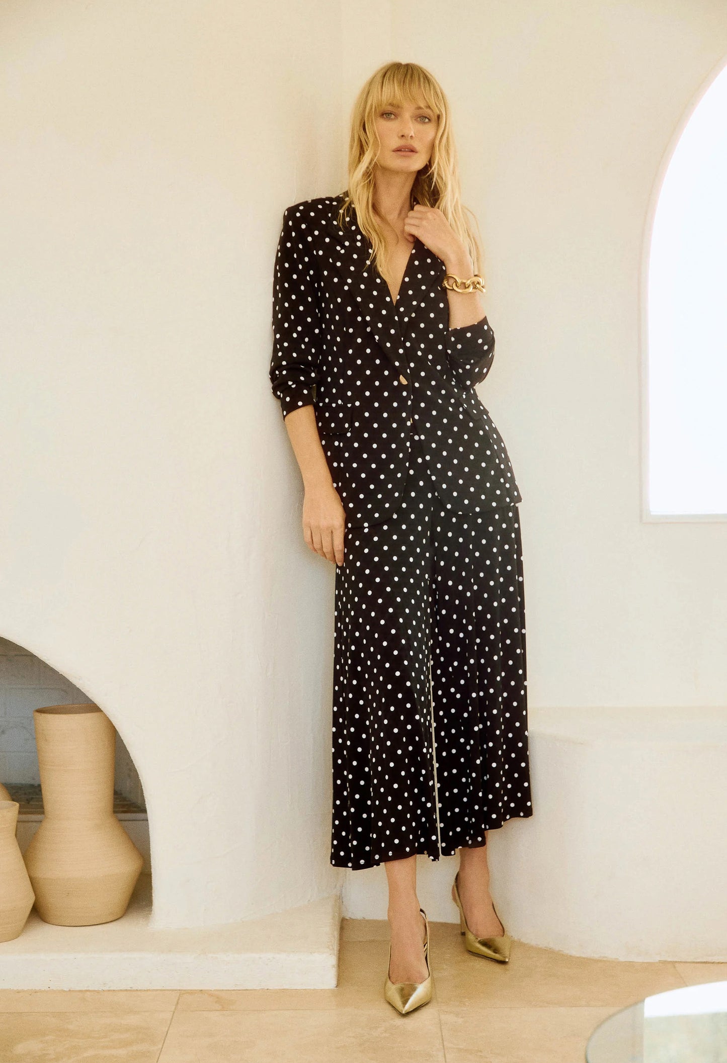 Polka Dot Wide-leg Trousers