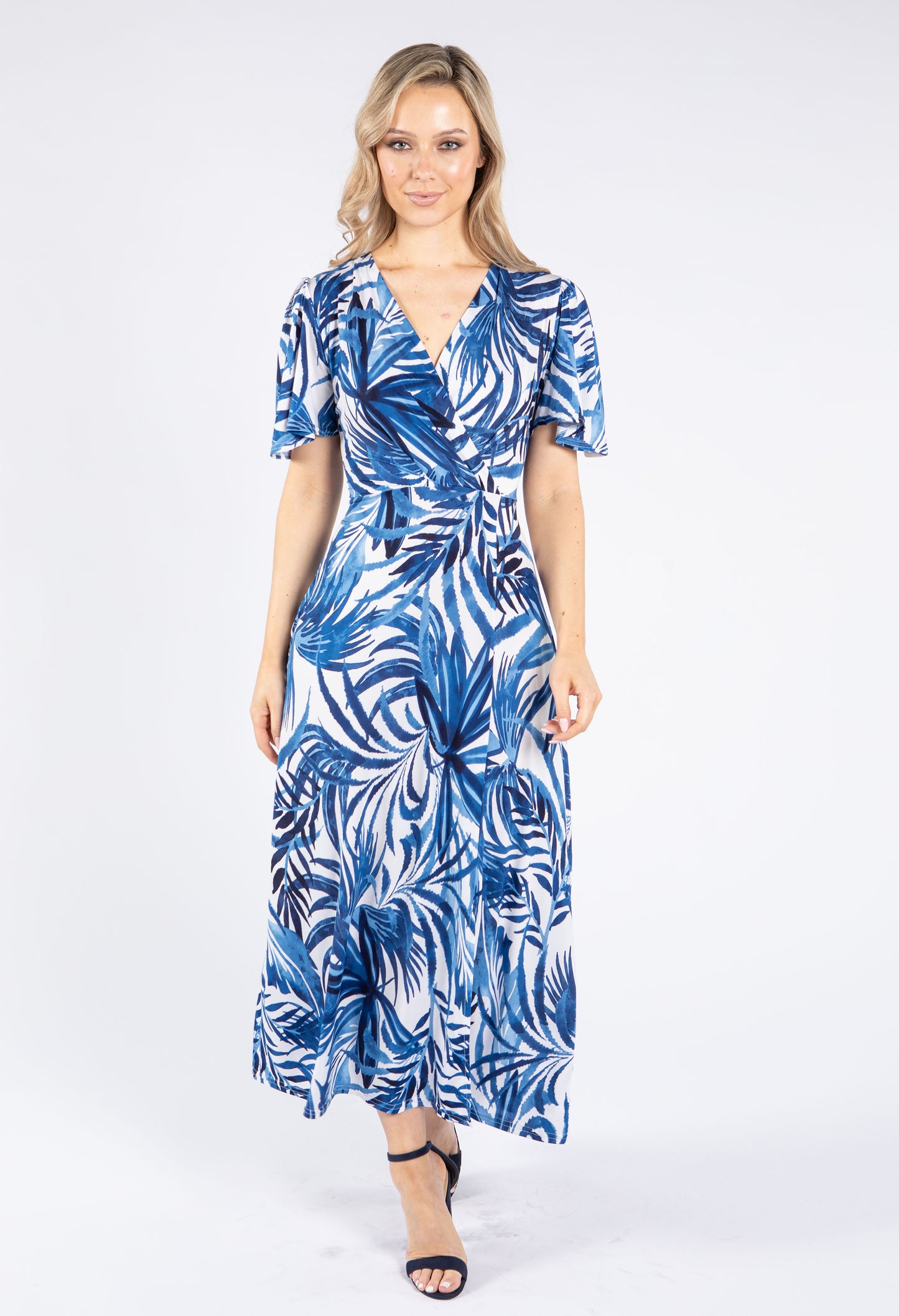 Palm Print V Neckline Dress