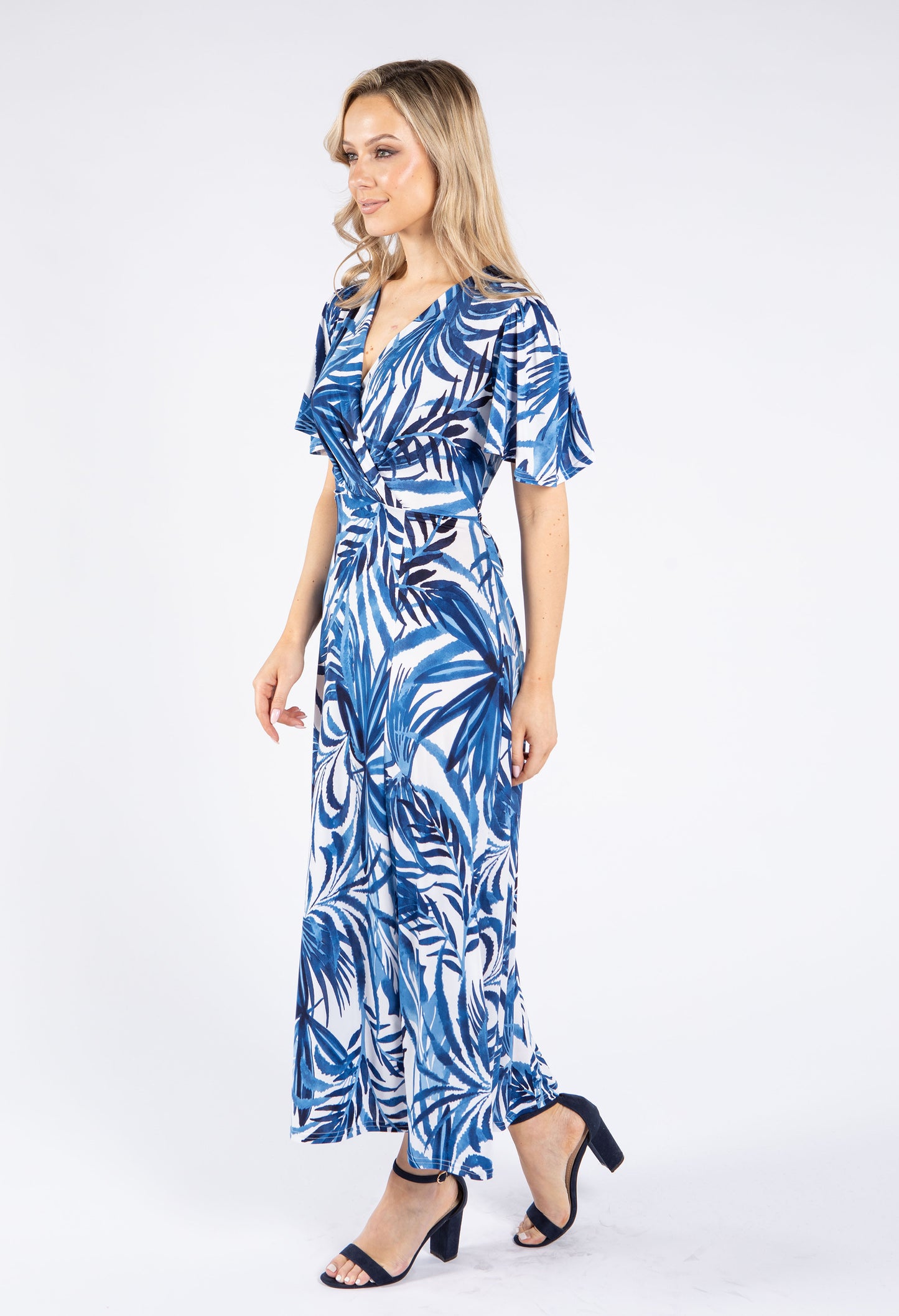 Palm Print V Neckline Dress