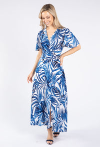 Palm Print V Neckline Dress