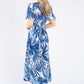 Palm Print V Neckline Dress