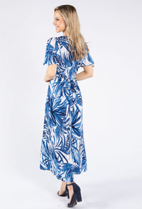 Palm Print V Neckline Dress