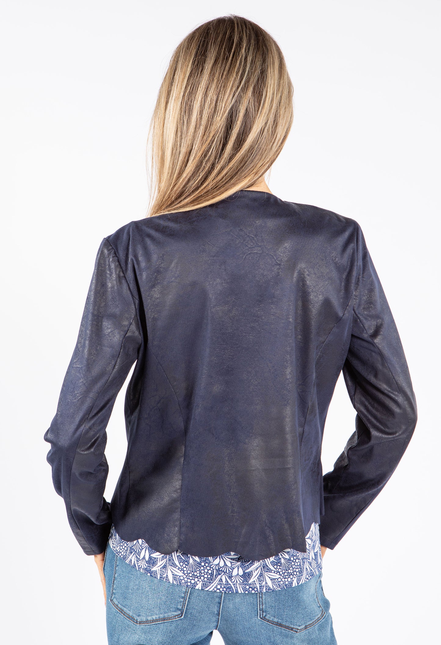 Faux Leather Zipper Details Jacket