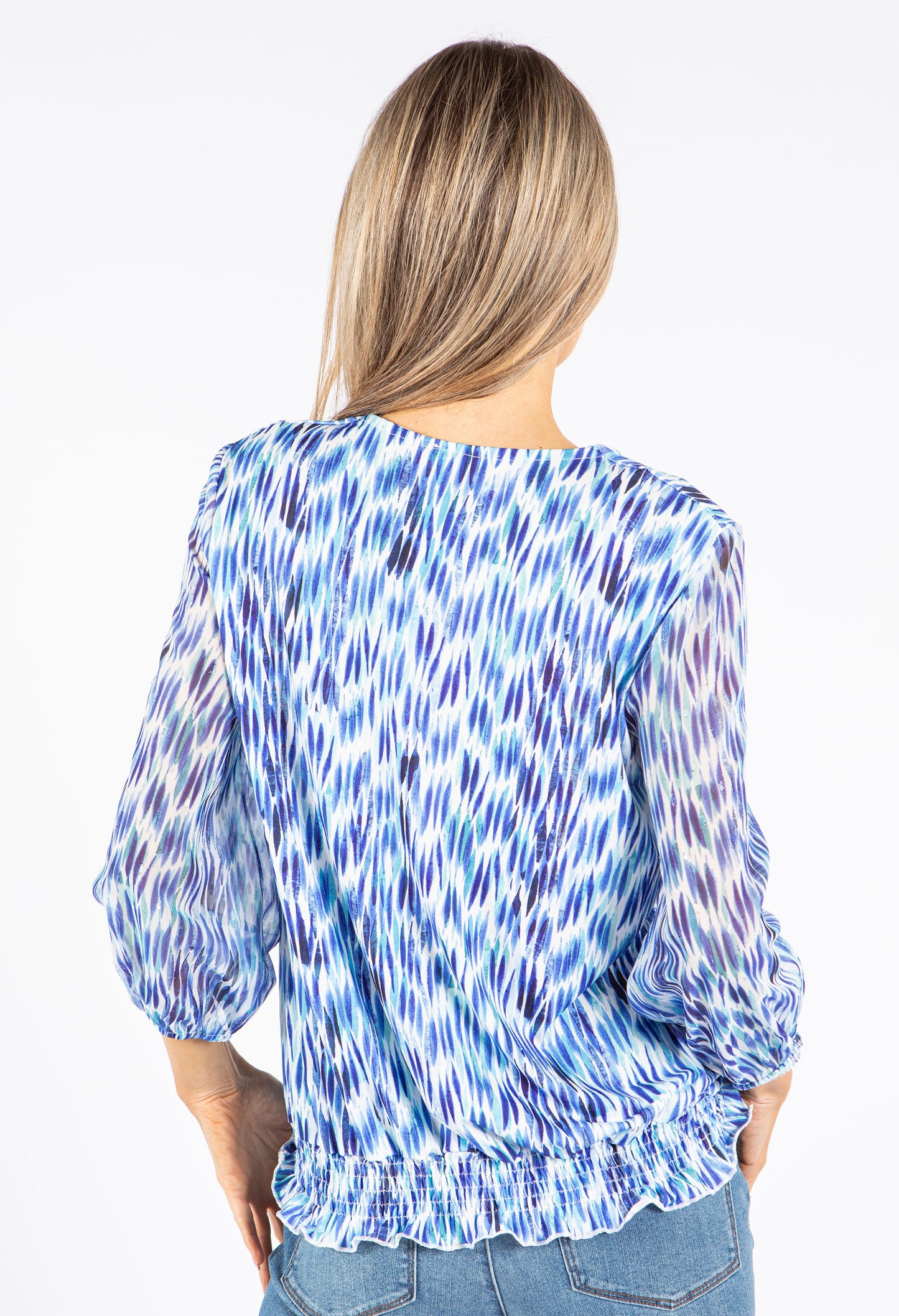 Abstract Print V-Neck Top