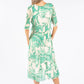 Leaf Print Plisse Pop Over Dress