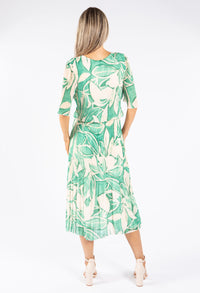 Leaf Print Plisse Pop Over Dress