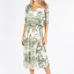 Leaf Print Plisse Pop Over Dress