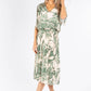 Leaf Print Plisse Pop Over Dress