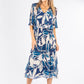 Leaf Print Plisse Pop Over Dress