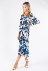 Leaf Print Plisse Pop Over Dress